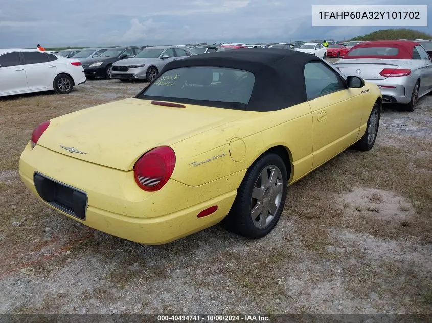 2002 Ford Thunderbird Premium VIN: 1FAHP60A32Y101702 Lot: 40494741