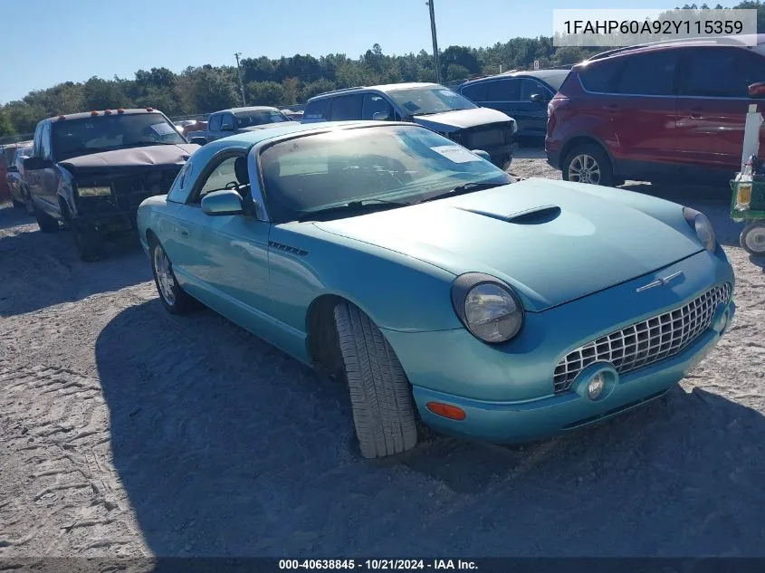 2002 Ford Thunderbird VIN: 1FAHP60A92Y115359 Lot: 40638845