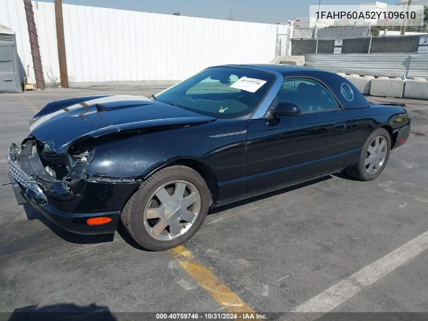 2002 Ford Thunderbird VIN: 1FAHP60A52Y109610 Lot: 40759746