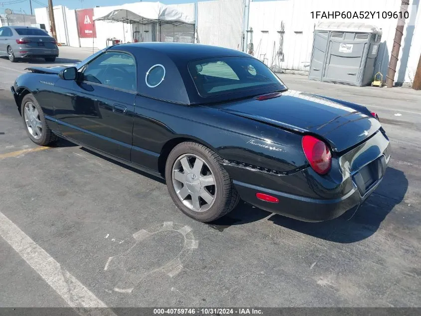 2002 Ford Thunderbird VIN: 1FAHP60A52Y109610 Lot: 40759746