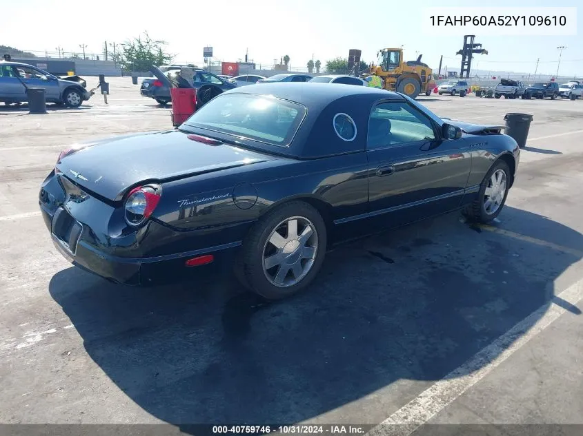 2002 Ford Thunderbird VIN: 1FAHP60A52Y109610 Lot: 40759746