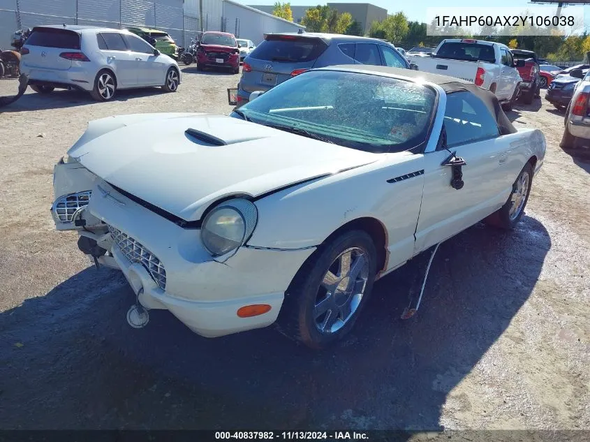 2002 Ford Thunderbird VIN: 1FAHP60AX2Y106038 Lot: 40837982