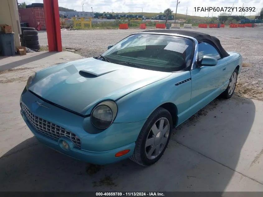 2002 Ford Thunderbird VIN: 1FAHP60A72Y126392 Lot: 40859789