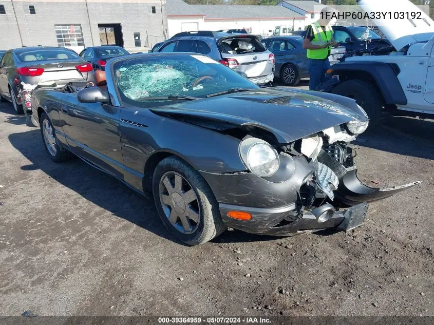 2003 Ford Thunderbird VIN: 1FAHP60A33Y103192 Lot: 39364959