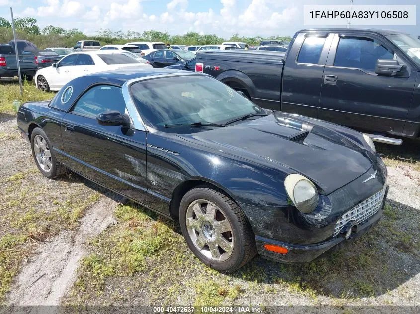 2003 Ford Thunderbird VIN: 1FAHP60A83Y106508 Lot: 40472637