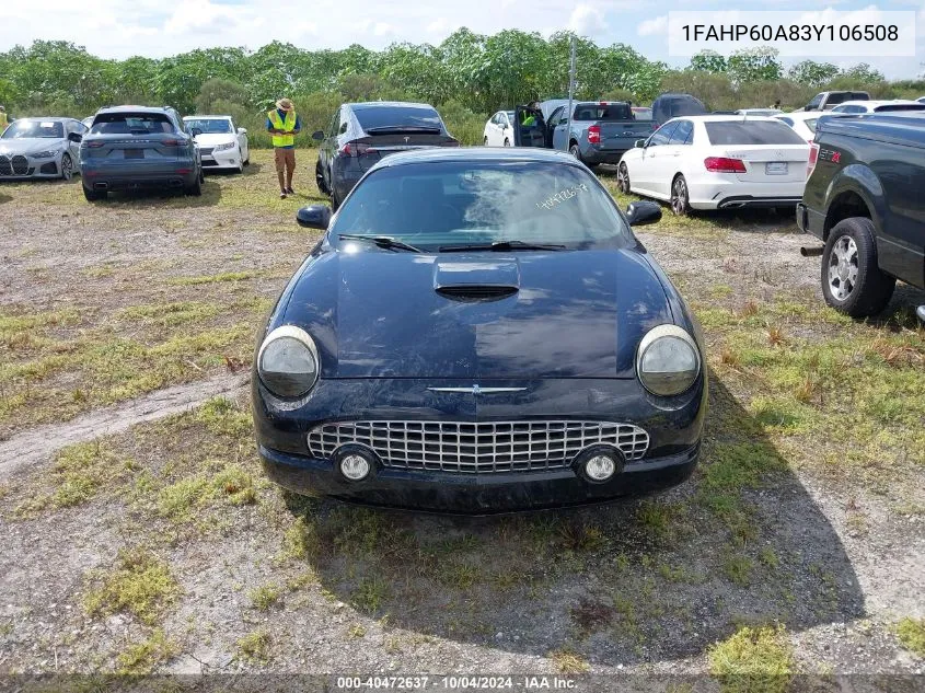 2003 Ford Thunderbird VIN: 1FAHP60A83Y106508 Lot: 40472637