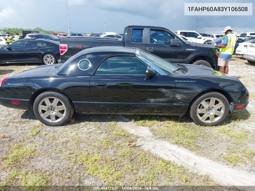 2003 Ford Thunderbird VIN: 1FAHP60A83Y106508 Lot: 40472637