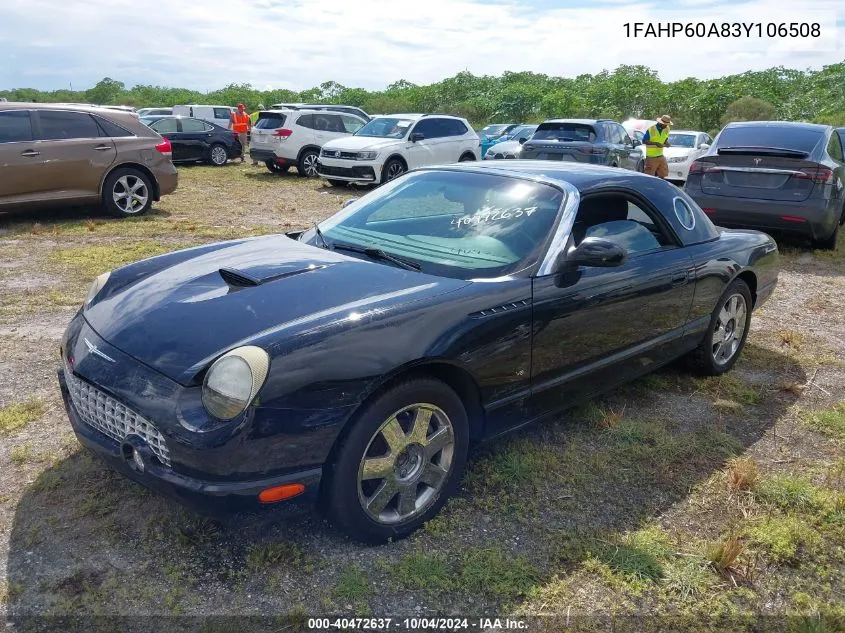 2003 Ford Thunderbird VIN: 1FAHP60A83Y106508 Lot: 40472637