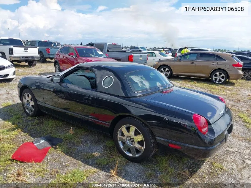 2003 Ford Thunderbird VIN: 1FAHP60A83Y106508 Lot: 40472637