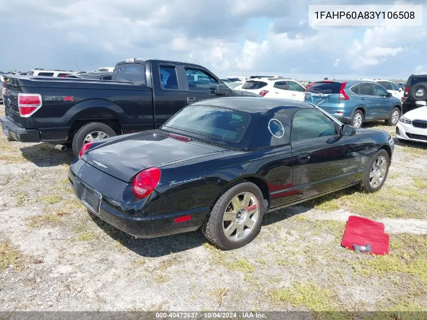 2003 Ford Thunderbird VIN: 1FAHP60A83Y106508 Lot: 40472637