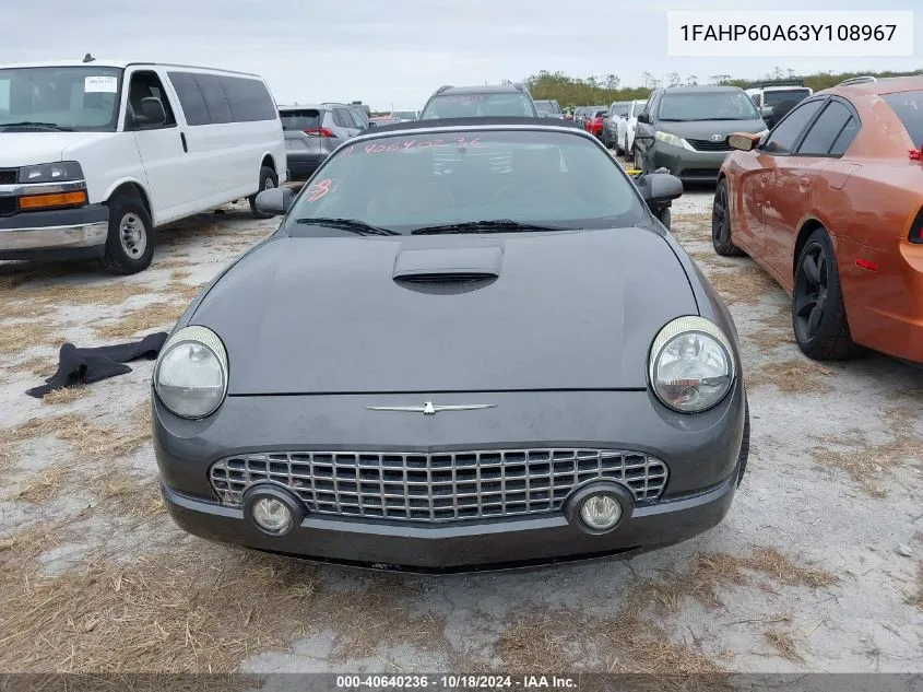 2003 Ford Thunderbird VIN: 1FAHP60A63Y108967 Lot: 40640236