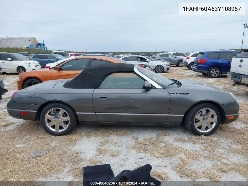 2003 Ford Thunderbird VIN: 1FAHP60A63Y108967 Lot: 40640236