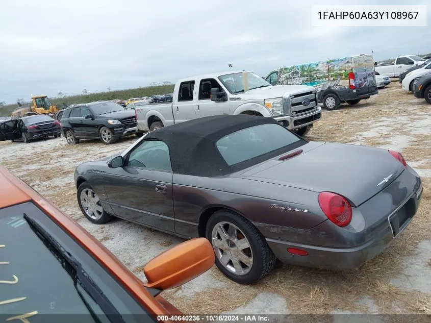 2003 Ford Thunderbird VIN: 1FAHP60A63Y108967 Lot: 40640236