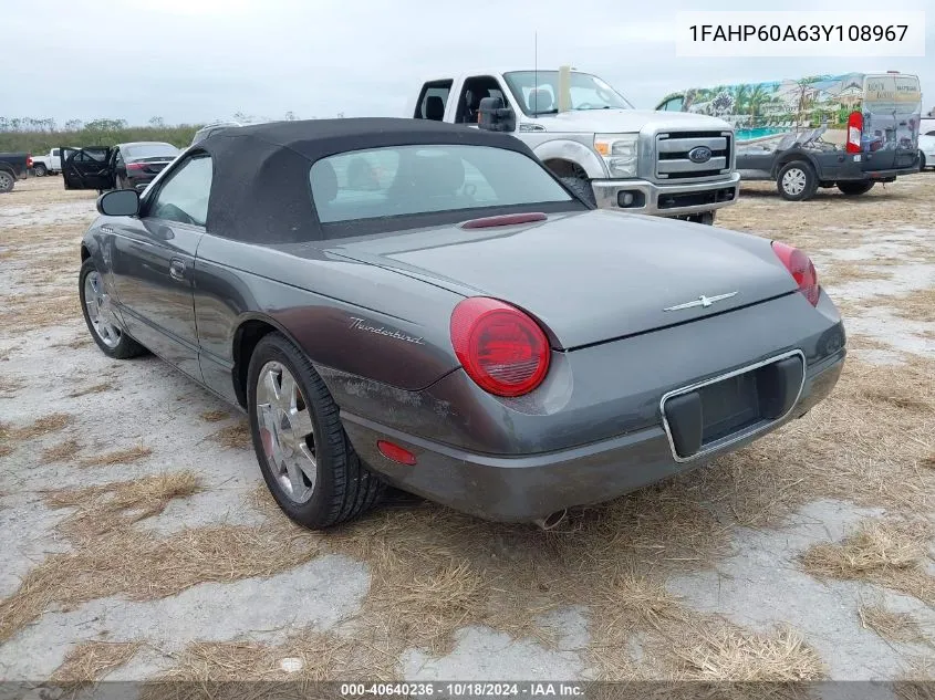 2003 Ford Thunderbird VIN: 1FAHP60A63Y108967 Lot: 40640236