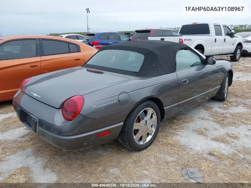 2003 Ford Thunderbird VIN: 1FAHP60A63Y108967 Lot: 40640236