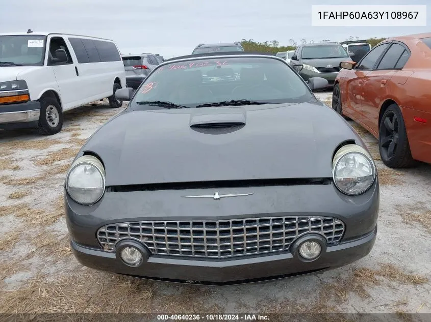 2003 Ford Thunderbird VIN: 1FAHP60A63Y108967 Lot: 40640236