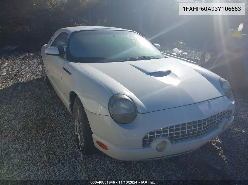 2003 Ford Thunderbird VIN: 1FAHP60A93Y106663 Lot: 40831646