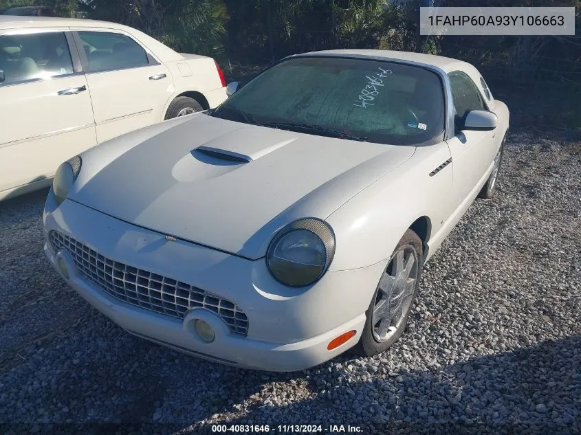 2003 Ford Thunderbird VIN: 1FAHP60A93Y106663 Lot: 40831646