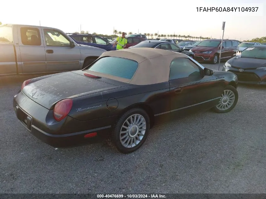 2004 Ford Thunderbird VIN: 1FAHP60A84Y104937 Lot: 40476699