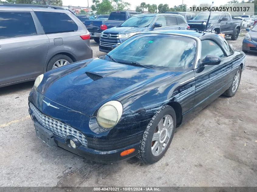 2005 Ford Thunderbird 50Th Anniversary VIN: 1FAHP60A25Y103137 Lot: 40470321