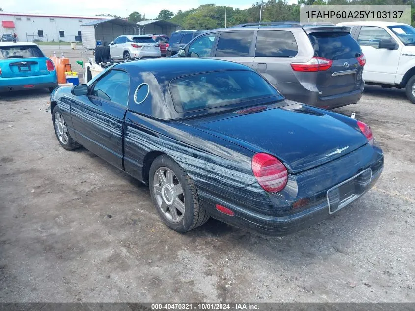 2005 Ford Thunderbird 50Th Anniversary VIN: 1FAHP60A25Y103137 Lot: 40470321