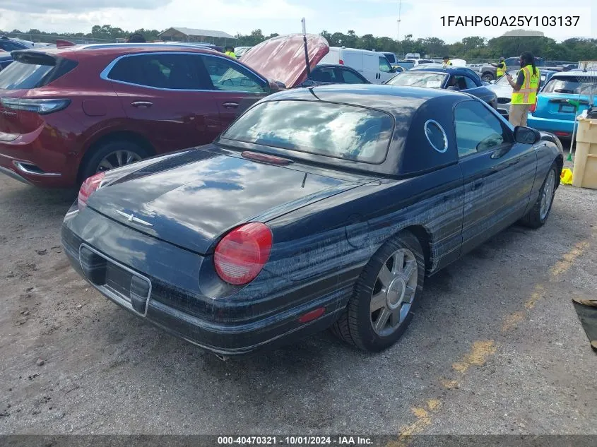 2005 Ford Thunderbird 50Th Anniversary VIN: 1FAHP60A25Y103137 Lot: 40470321