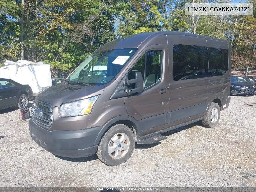 2019 Ford Transit-150 Xlt VIN: 1FMZK1CGXKKA74321 Lot: 40511058