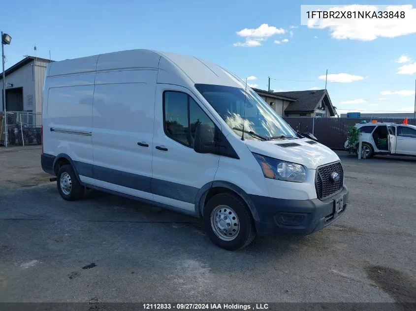 2022 Ford Transit T-250 VIN: 1FTBR2X81NKA33848 Lot: 12112833