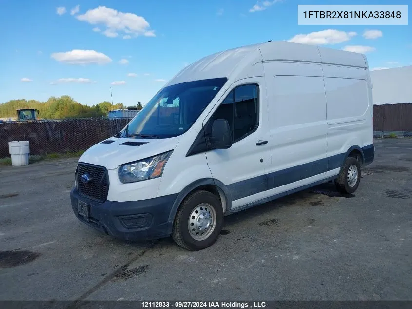 2022 Ford Transit T-250 VIN: 1FTBR2X81NKA33848 Lot: 12112833