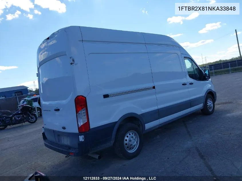 2022 Ford Transit T-250 VIN: 1FTBR2X81NKA33848 Lot: 12112833