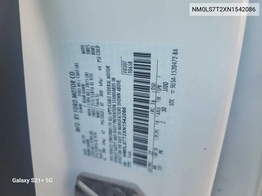 NM0LS7T2XN1542086 2022 Ford Transit Connect Xlt