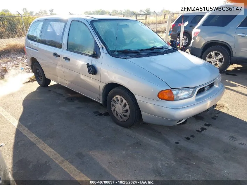 1998 Ford Windstar Base 3.0/Gl VIN: 2FMZA51U5WBC36147 Lot: 40700897