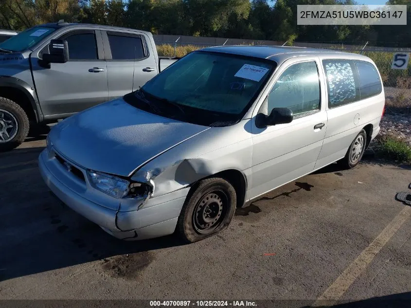 1998 Ford Windstar Base 3.0/Gl VIN: 2FMZA51U5WBC36147 Lot: 40700897