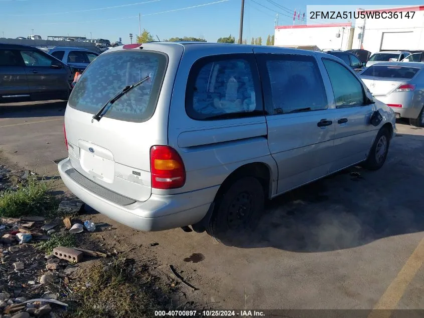 1998 Ford Windstar Base 3.0/Gl VIN: 2FMZA51U5WBC36147 Lot: 40700897