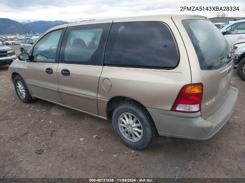 1999 Ford Windstar Lx VIN: 2FMZA5143XBA28334 Lot: 40731839