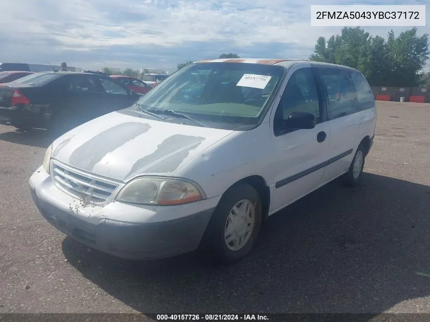 2000 Ford Windstar VIN: 2FMZA5043YBC37172 Lot: 40157726