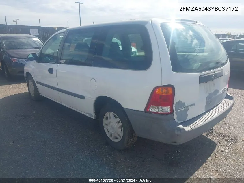 2000 Ford Windstar VIN: 2FMZA5043YBC37172 Lot: 40157726