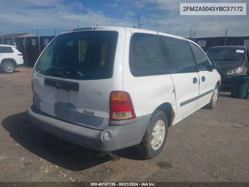 2000 Ford Windstar VIN: 2FMZA5043YBC37172 Lot: 40157726