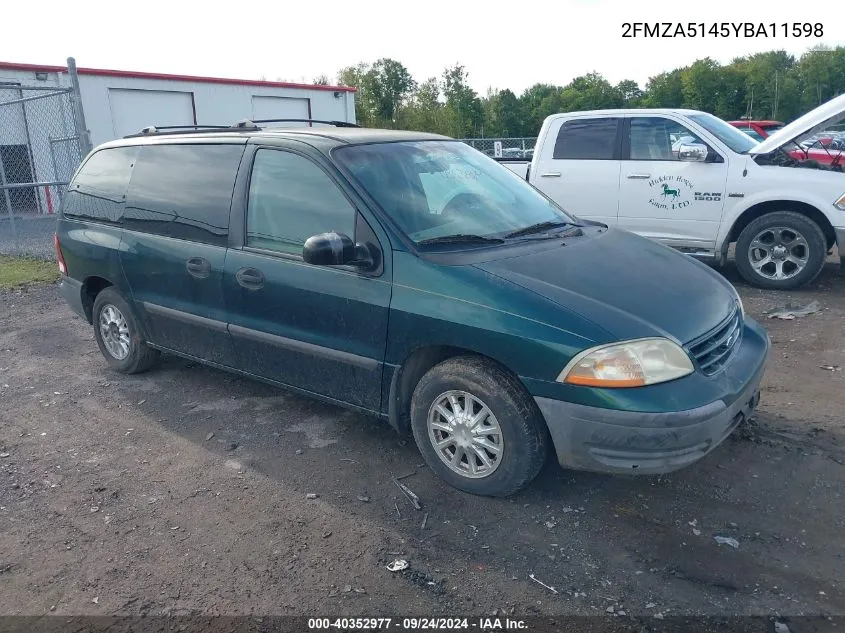 2000 Ford Windstar Lx VIN: 2FMZA5145YBA11598 Lot: 40352977