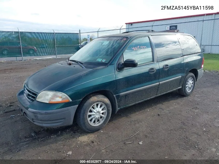 2000 Ford Windstar Lx VIN: 2FMZA5145YBA11598 Lot: 40352977