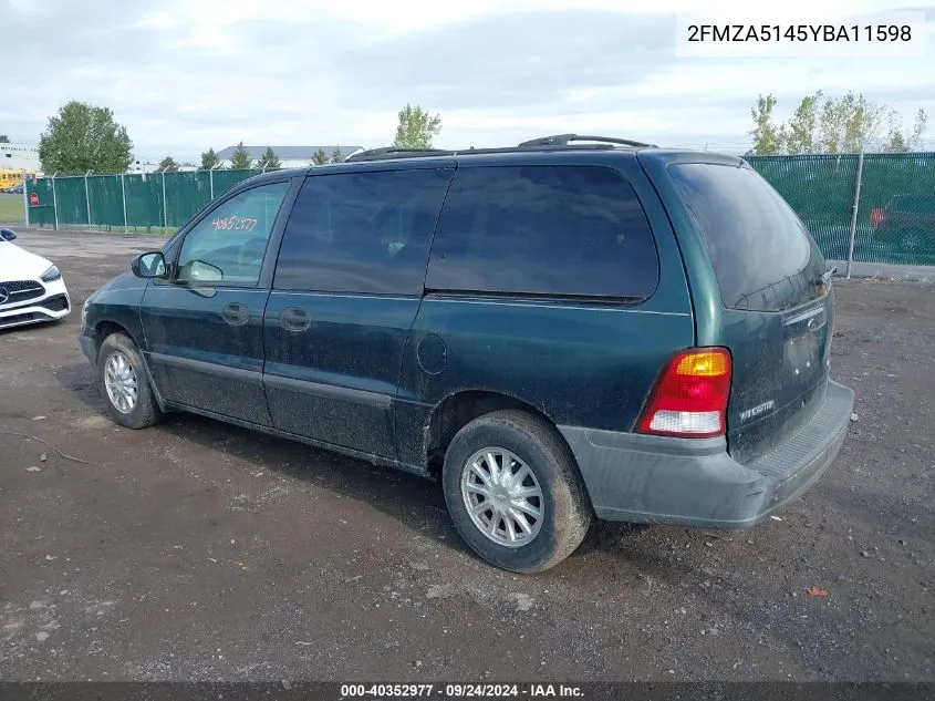 2000 Ford Windstar Lx VIN: 2FMZA5145YBA11598 Lot: 40352977