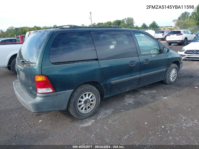 2000 Ford Windstar Lx VIN: 2FMZA5145YBA11598 Lot: 40352977