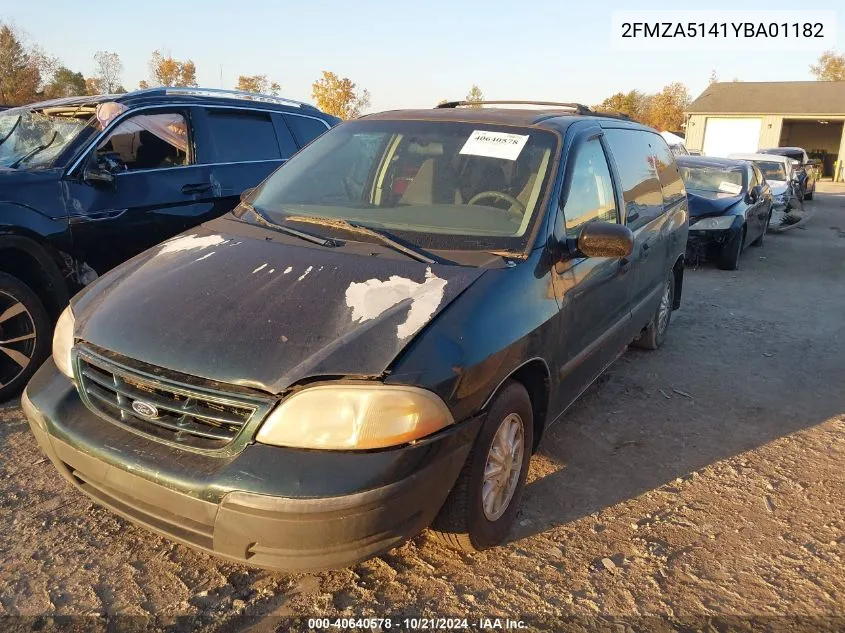 2000 Ford Windstar Lx VIN: 2FMZA5141YBA01182 Lot: 40640578