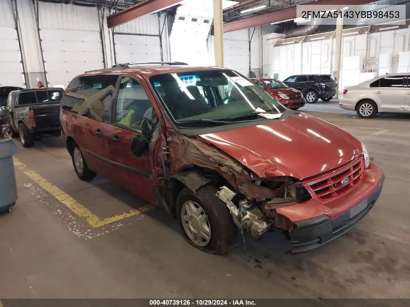 2000 Ford Windstar Lx VIN: 2FMZA5143YBB98453 Lot: 40739126