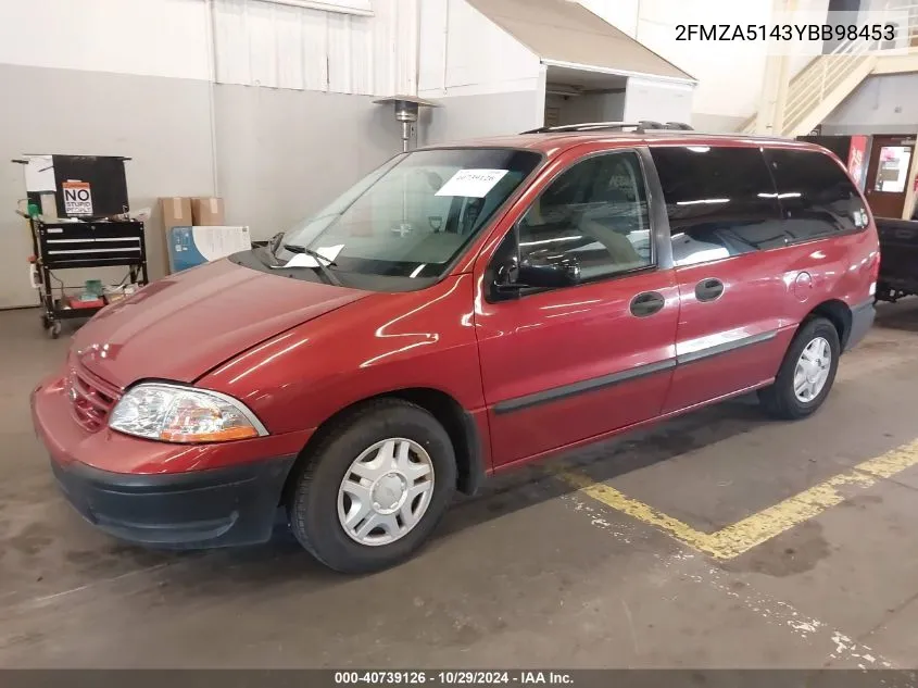 2000 Ford Windstar Lx VIN: 2FMZA5143YBB98453 Lot: 40739126