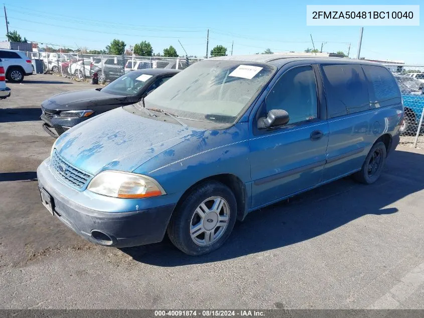 2001 Ford Windstar Lx VIN: 2FMZA50481BC10040 Lot: 40091874