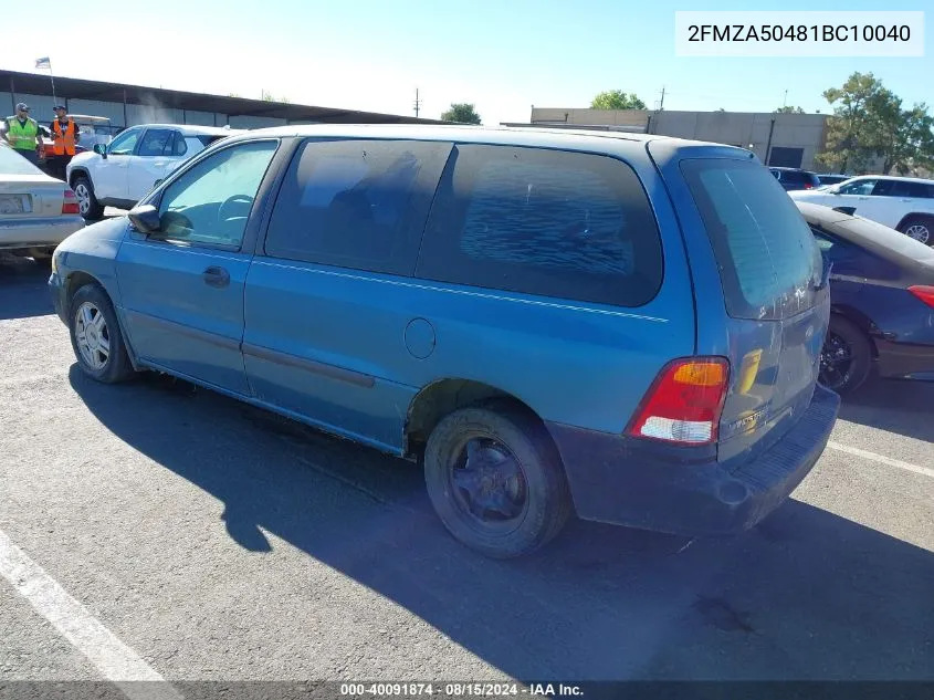 2001 Ford Windstar Lx VIN: 2FMZA50481BC10040 Lot: 40091874