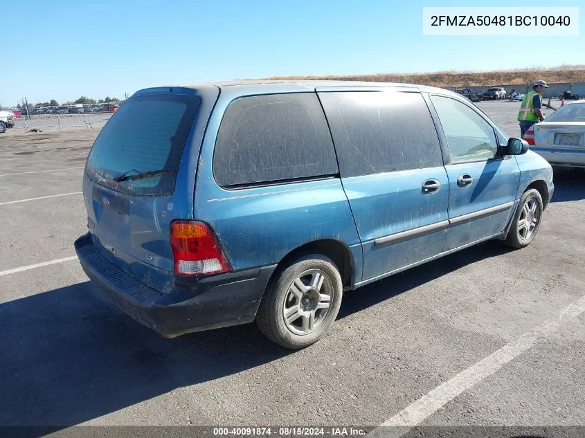 2001 Ford Windstar Lx VIN: 2FMZA50481BC10040 Lot: 40091874