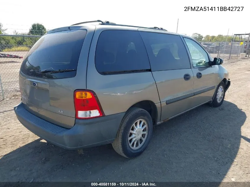 2001 Ford Windstar Lx VIN: 2FMZA51411BB42727 Lot: 40581159