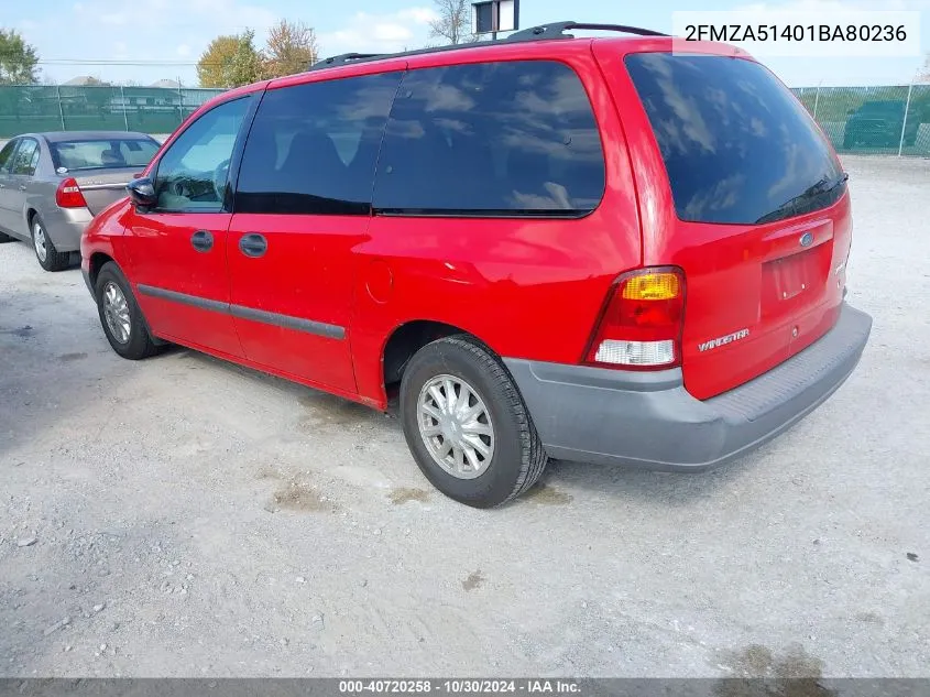 2001 Ford Windstar Lx VIN: 2FMZA51401BA80236 Lot: 40720258